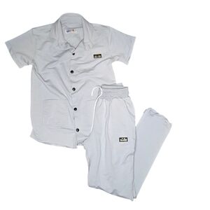 Y2K Grey Button-Front Top + Drawstring Pants Set | Euro Club Vibe